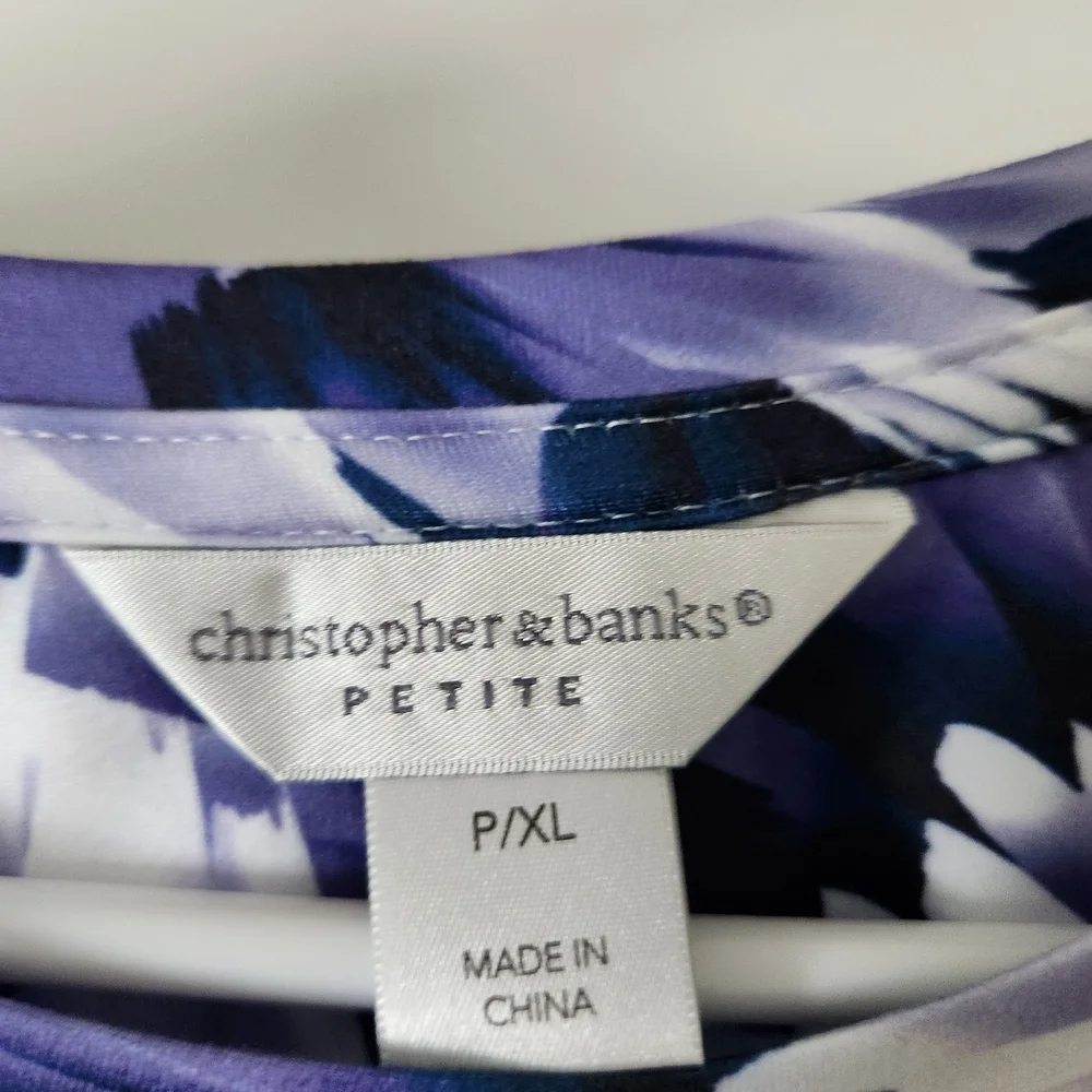 Christopher & Banks Purple and White Floral-Print Long Sleeve Top - Picture 2 of 4